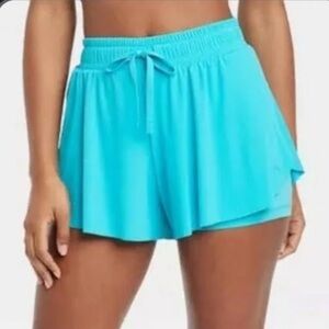 Women's Mid Rise Double Layer Run Shorts 2.5" JoyLab Aqua Blue